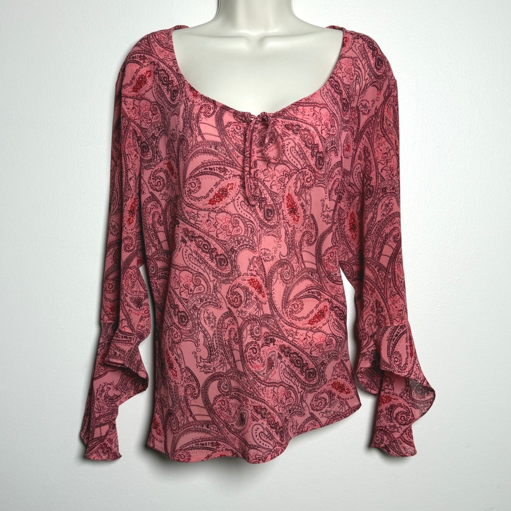 New York City Design‎ Co. VTG Womens Sheer Top XL Pink Paisley Whimsigoth Fairy